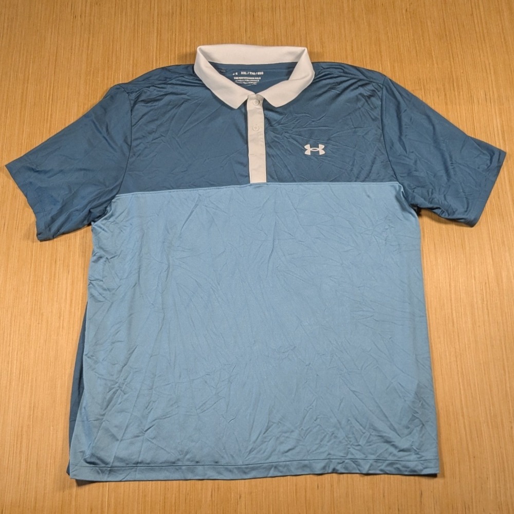 Under Armour The Performance Polo Shirt Blue Golf Athletic Sportswear Men's XXL